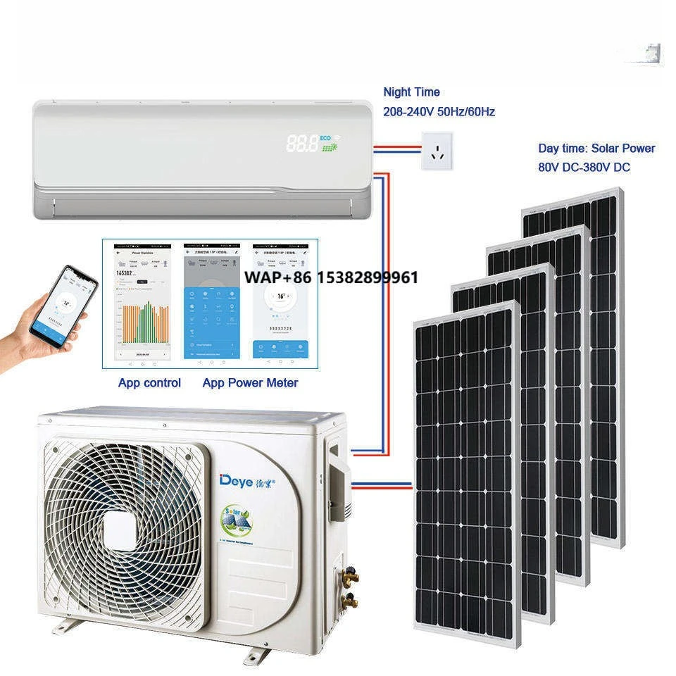 100% Energy Saving On-grid ACDC Hybrid Solar Air Conditioner Deye Solar Energy Photovoltaic Air Conditioning