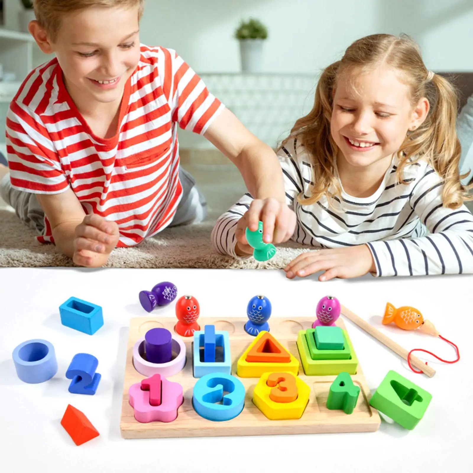 2 In 1 Montessori Baby Ontwikkelingsspeelgoed Vorm Sorteren Puzzel En Vissen Spel Houten Educatief Speelgoed Voor Kinderen 3 4 5 Jaar