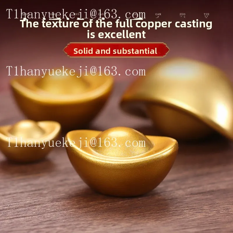 Solid brass gold ingot ornament - attract wealth and treasure - gold ingot decor for living room tabletop display