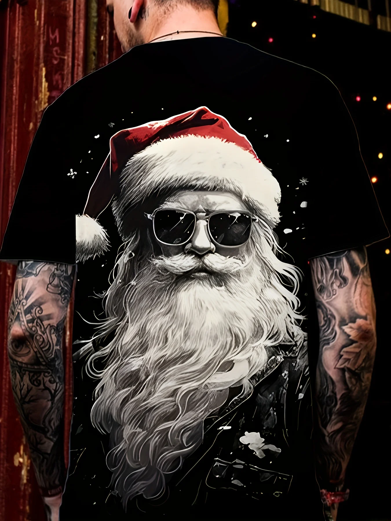 Men'S Christmas Santa Claus Graphic Print T-Shirt, Summer Short-Sleeve Shirt for Men