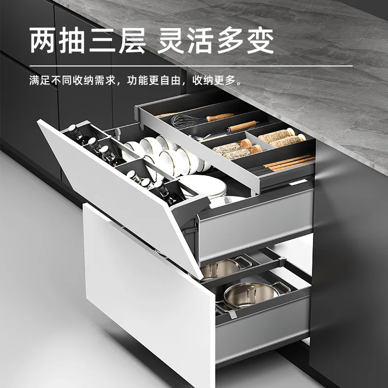 The kitchen is inclined to draw dishes and pull baskets at will, and the three-layer cabinet  medium
