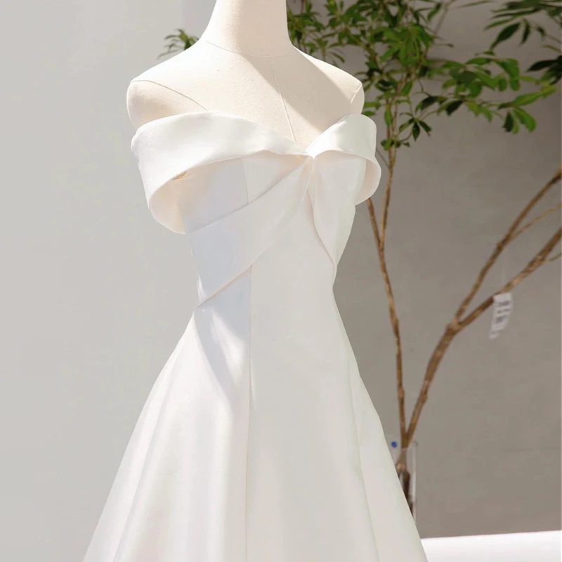 White Satin Wedding Dresses for Bride Formal Elegant Strapless Evening Guest Long Party Summer Dress Women Formal vestidos