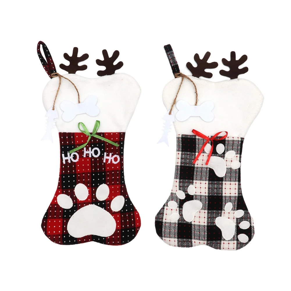 Calze natalizie per cani da compagnia decorazioni per appendere l\'albero di natale calze per animali domestici a forma di osso grande per cani borsa