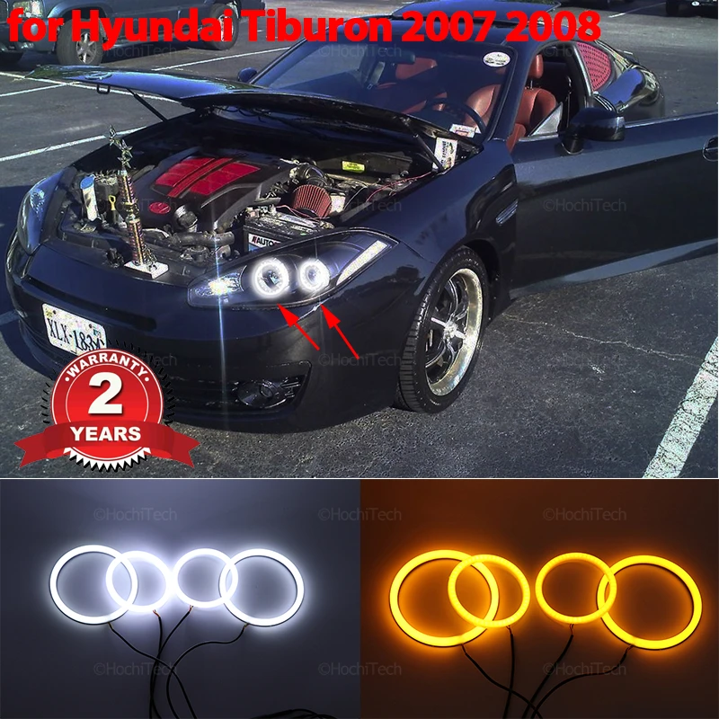 Turn Signal Switchback White Yellow  Ring Angel Eyes Cotton LED Light Rings for Hyundai Tiburon 2007-2008 GK FL2 Car-styling