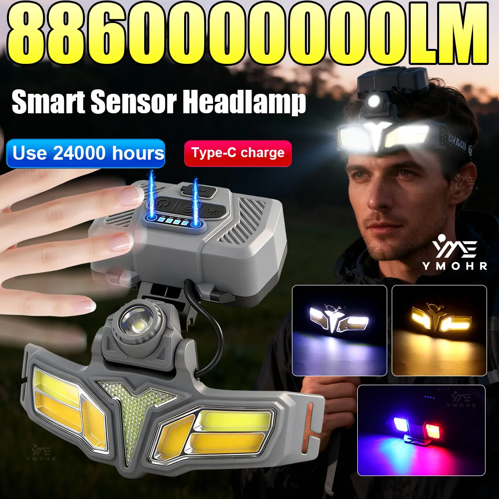 

8860000000LM High Power Headlamp Headlight Head Lantern Front Lights Rechargeable LED Head Flashlight Head Torch Outdoor Fishing