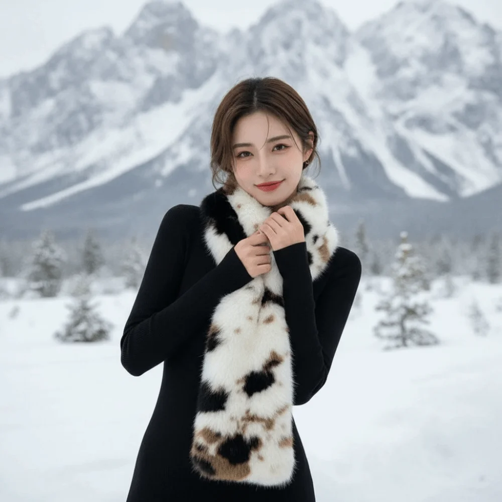 Skin Friendly Winter Faux Fur Scarf Soft Texture Lightweight Thick Warm Neck Warmer Cozy Fit Washable Long Fluffy Muffler