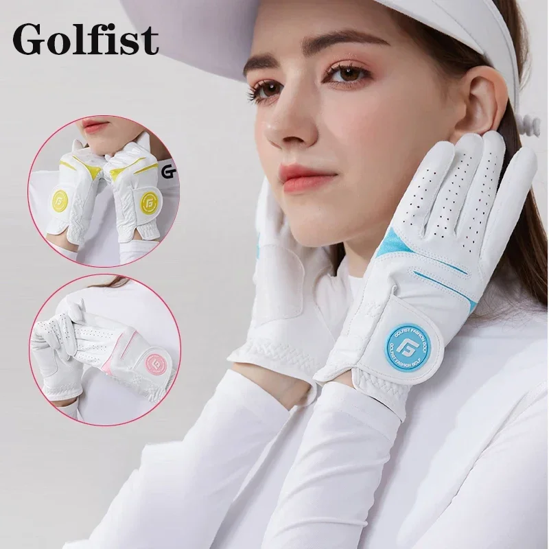 Golfist 1 Pair Golf Gloves For Women Left Hand Right Hand Gloves Ladies Breathable Soft Leather Mittens Anti Slip Sports Aids