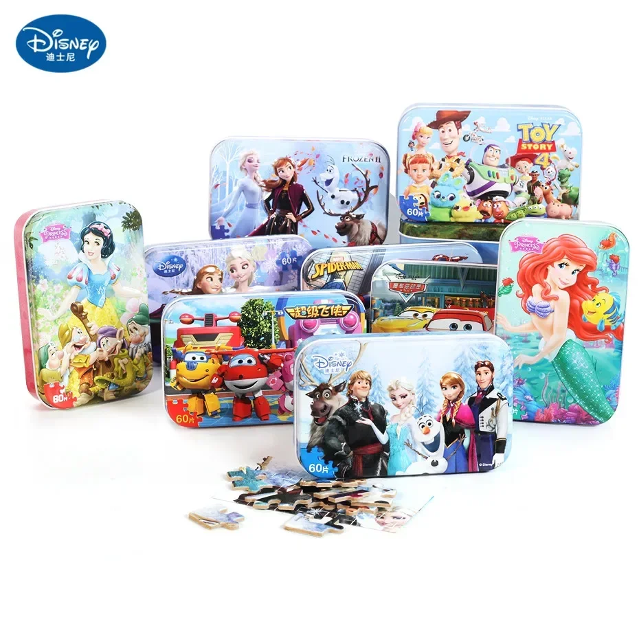 Disney Princess frozen Spider-Man puzzle car Snow White 60-piece Puzzle Toy Children\'s Wooden Puzzle Educational Toys For Kids