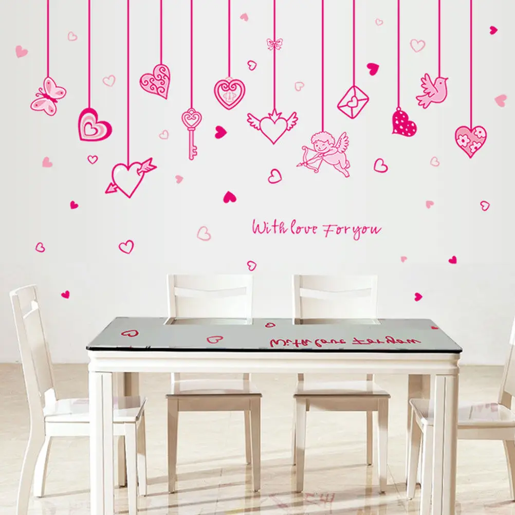 

10pcs Heart Shape Wall Stickers Valentine s Day Decor Bedroom Living Room Room PVC Pink Self Adhesive Glass decals