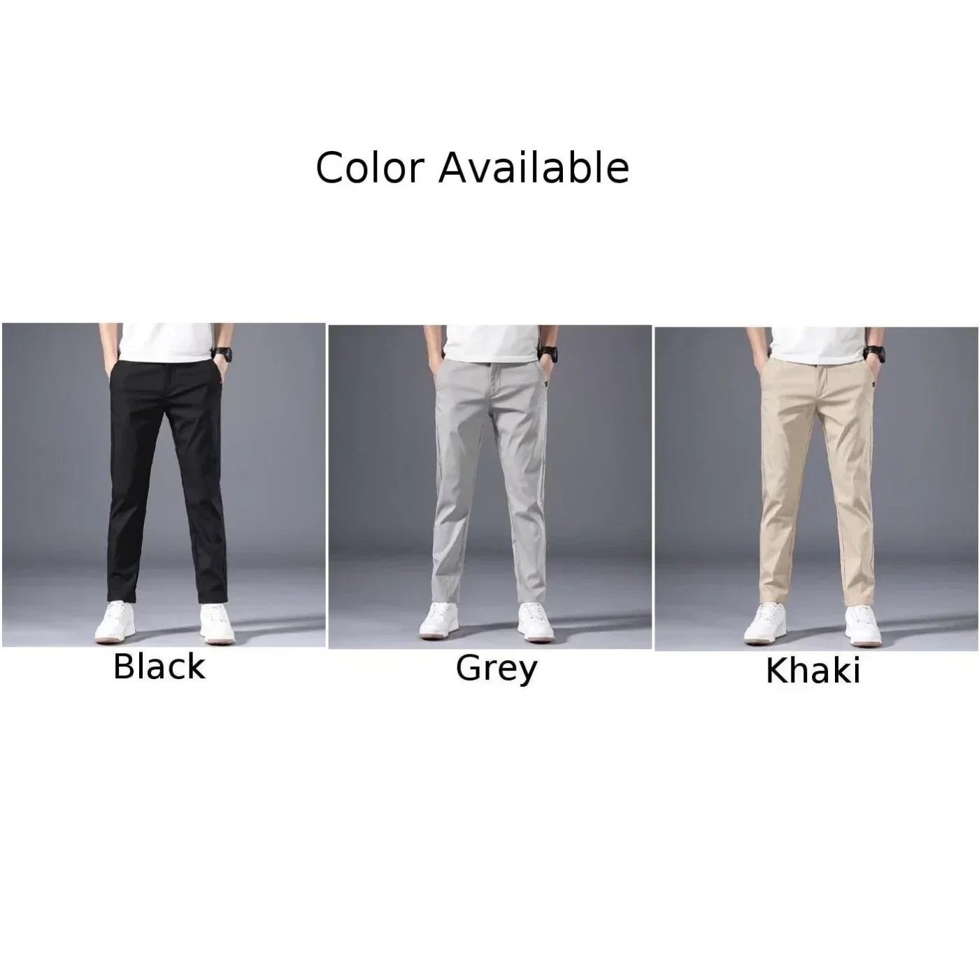 Mens Slim FIT Stretch Chino Trousers Casual Flat Front Flex Classic Full Pants Outdoor Sports Soft Daily Business Pants