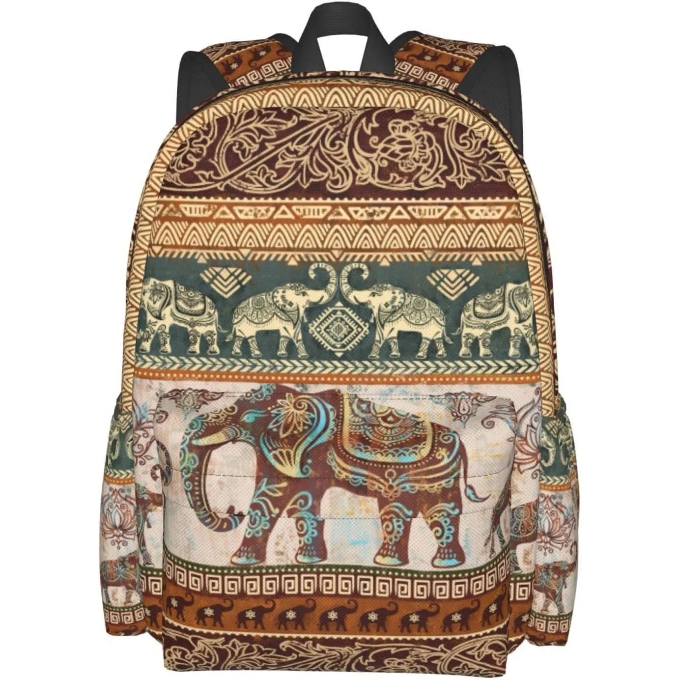 

lotus elephants Backpack for Women 16.7 inch Travel Casual Laptop Backpack Lightweight Waterproof Durable Hiking Daypack