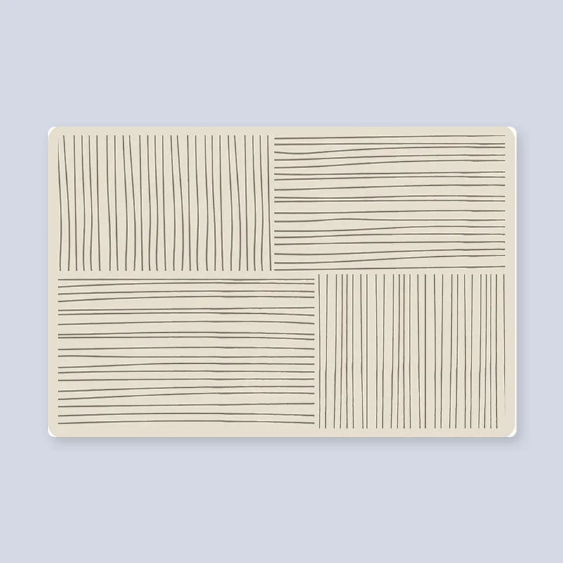 Beige Linear Patchwork Drying Mat Hand Drawn Stripe Design Diatomite Non-Slip for Scandinavian Minimalist Kitchen
