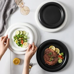 Round Ceramic Plate White Chubby Plate Creative Ceramic Tableware Nordic Spaghetti Plate Display Tray Kitchen Accessories