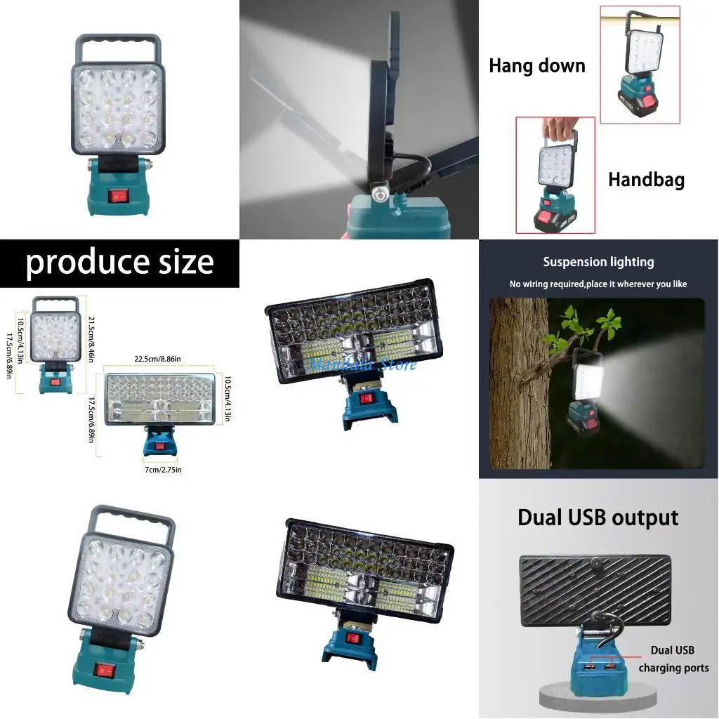 

U2JC Work Light Features 90W Brightness Double USB Charging for Lithium Batteries