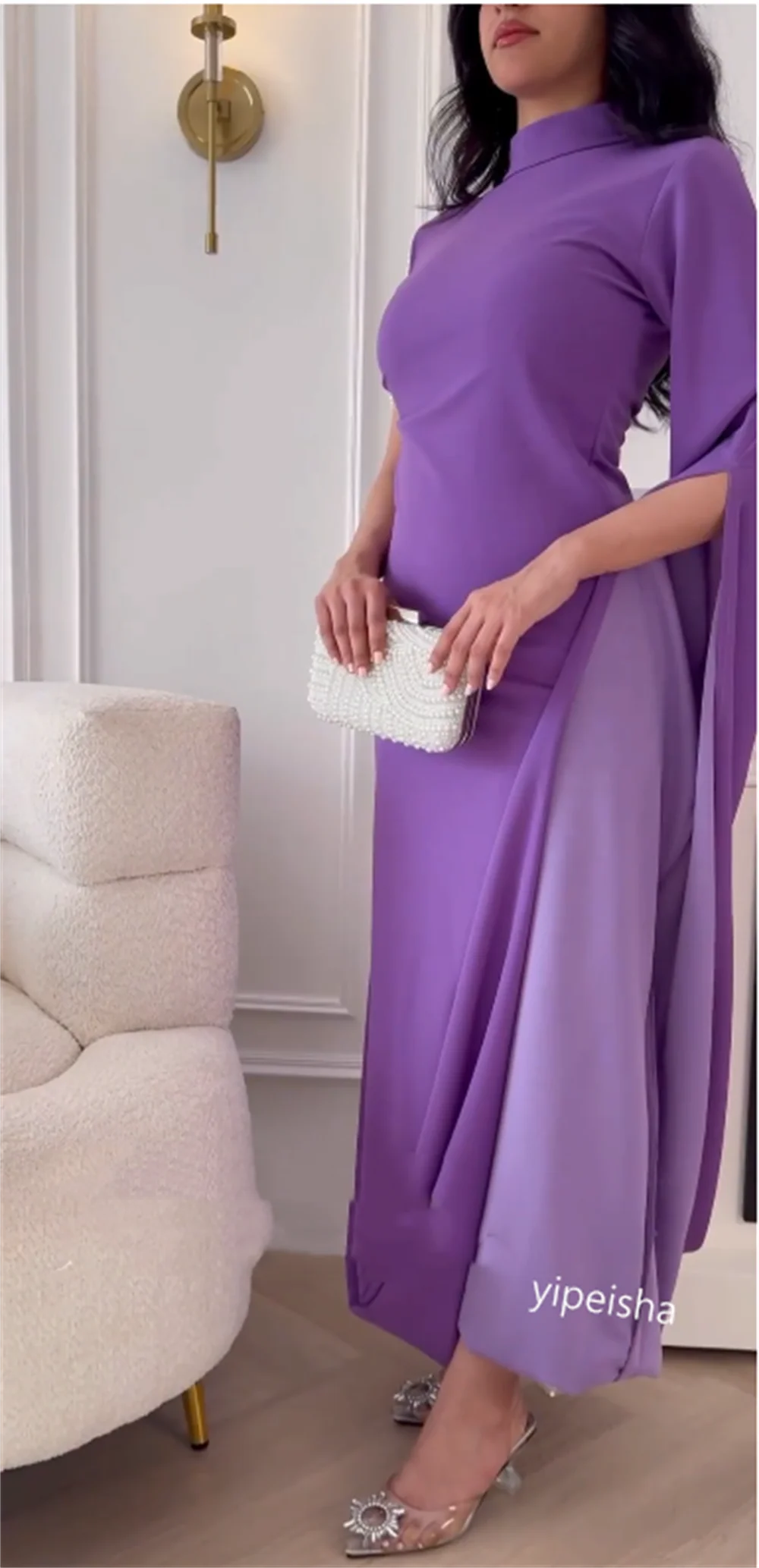 Jiayigong-Robe de Rhà une épaule plissée en jersey, robes mi-longues, occasion sur mesure, Arabie saoudite, Rotterdam, Kle