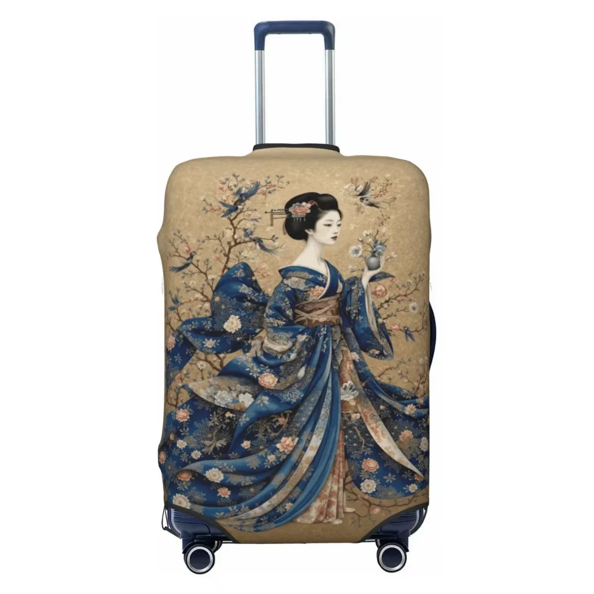 Oriental Ink Painting Lady Floral Print Luggage Cover Elastic Suitcase Protector Dustproof Anti Scratch Travel