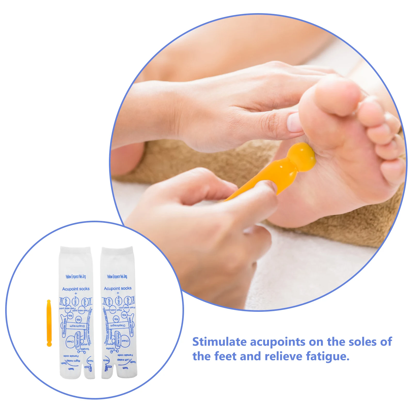 

1 Set Foot Massage Acupressure Socks High Elasticity Stimulate Acupoints Relieve Fatigue Home Office Travel Use Massage Stick