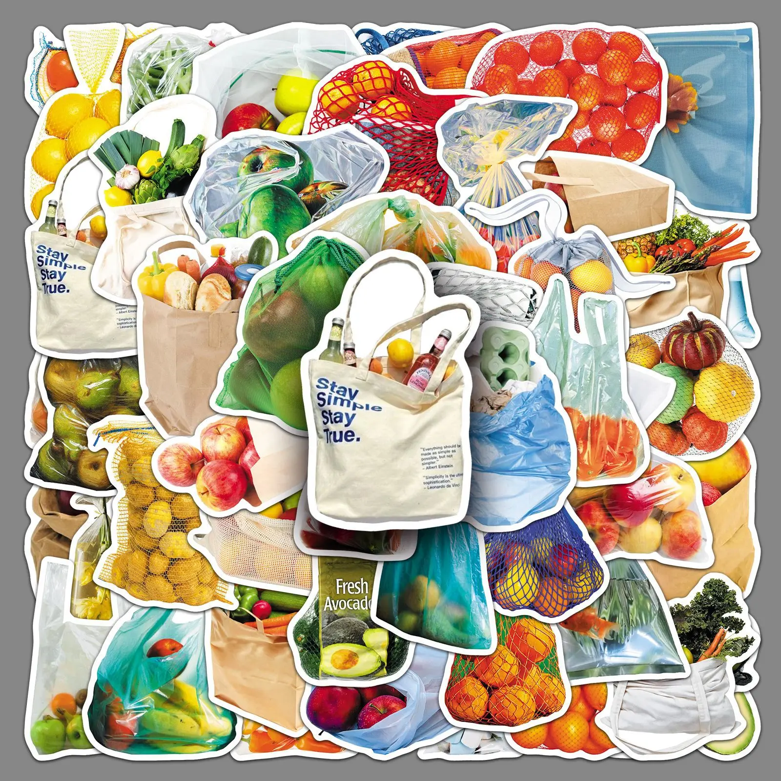 50 bagged food stickers, creative realistic graffiti of gourmet vegetables, hand account materials, refrigerator decoration