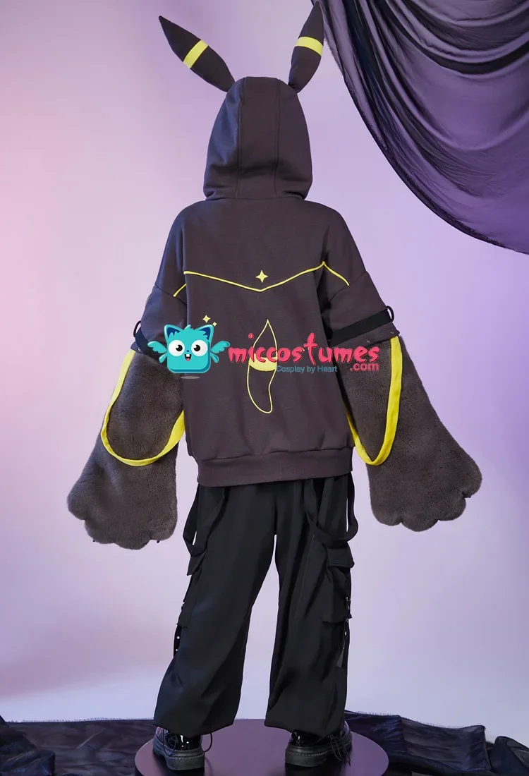 Miccostumes PM Derivative Kawaii Moon Pullover Hoodie with Detachable Bag Design Furry Paw Gloves Sweatshirt