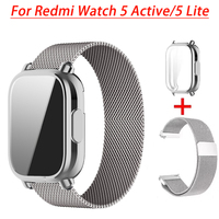 Milanese Magnetic Strap+Case for Redmi Watch 5 ActiveFor Redmi Watch 5 Lite Band TPU Soft Case Screen Protector Metal Watchband