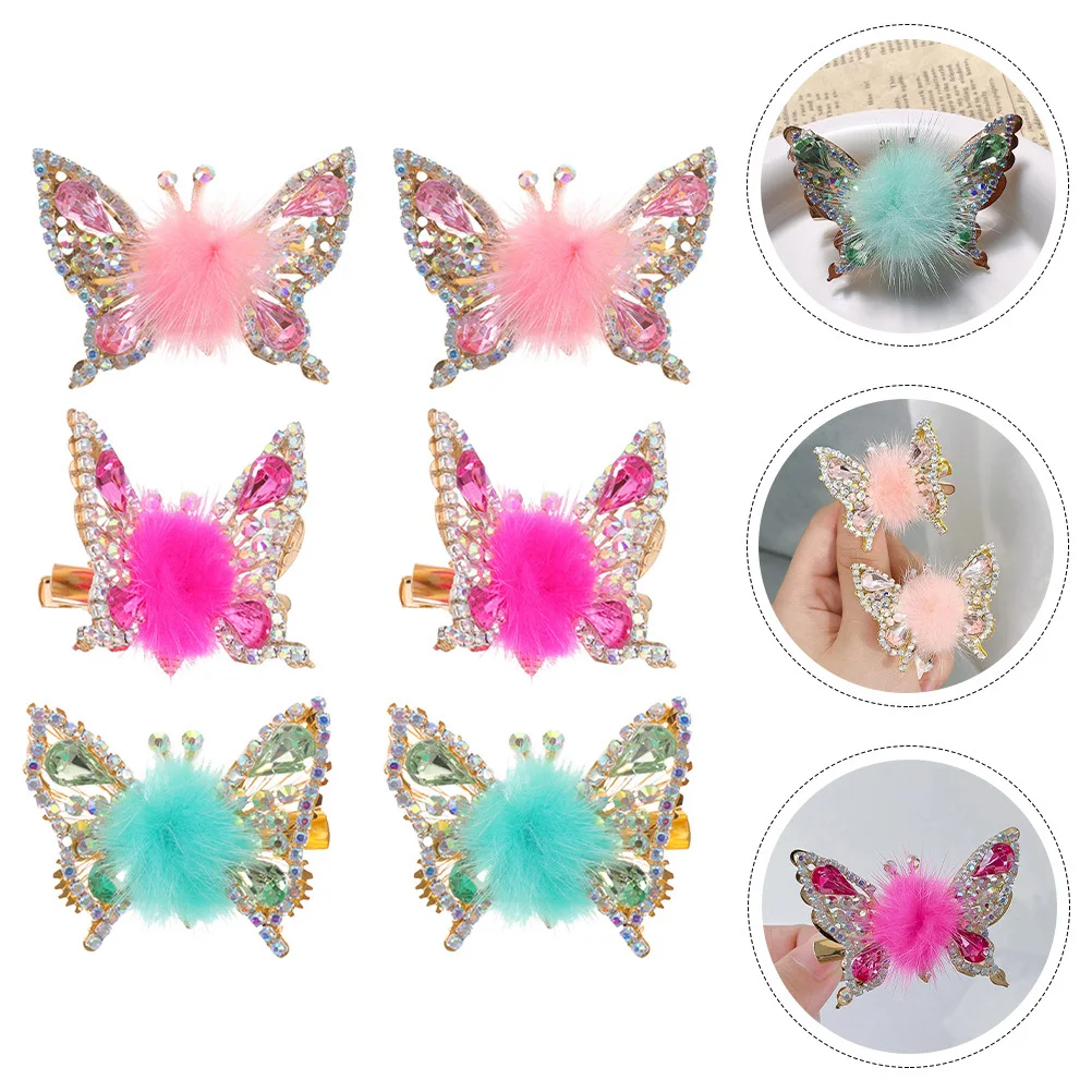 

Набор из 6 заколок-бабочек с подвижными крыльями и кристаллами для девочек и женщин