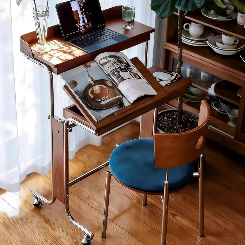 Medieval House solid wood folding lifting computer office narrow desk small apartment bay window mobile bedside workbench