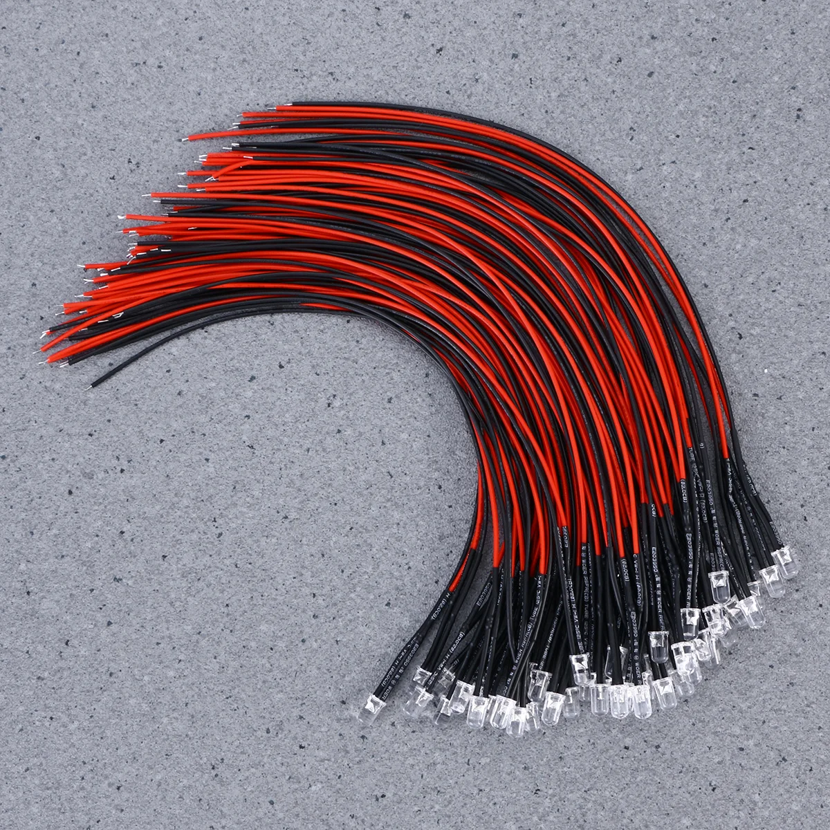

50Pcs Red LED Emitting Diode 12V Flexible Cable Easy Use Low Power for Rc Cars Costume Decoration Lights