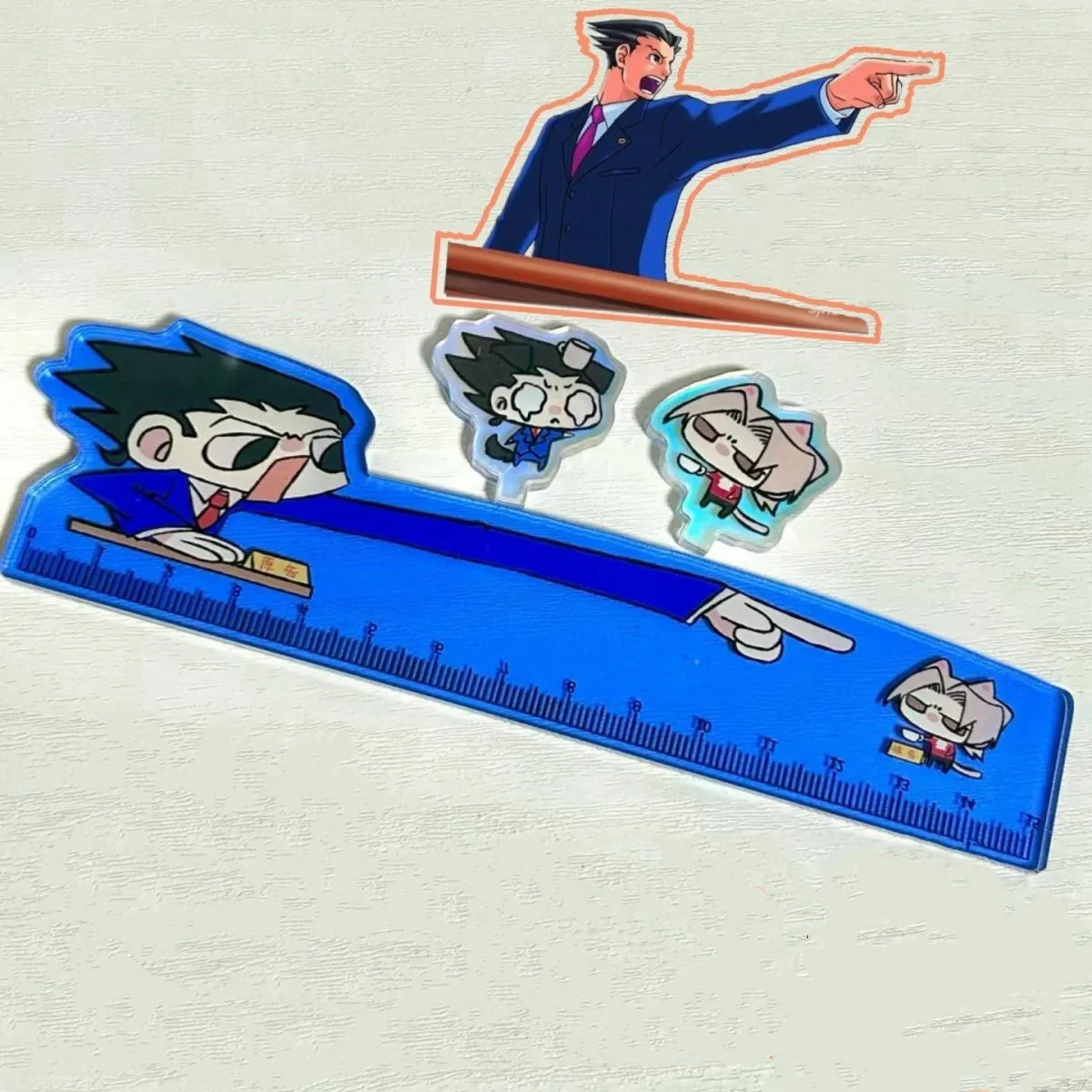 Gyakuten Saiban Ruler Naruhodou Ryuichi Mitsurugi Reiji Ace Attorney Anime Goods Collection Drawing Tool Student Stationery Gift