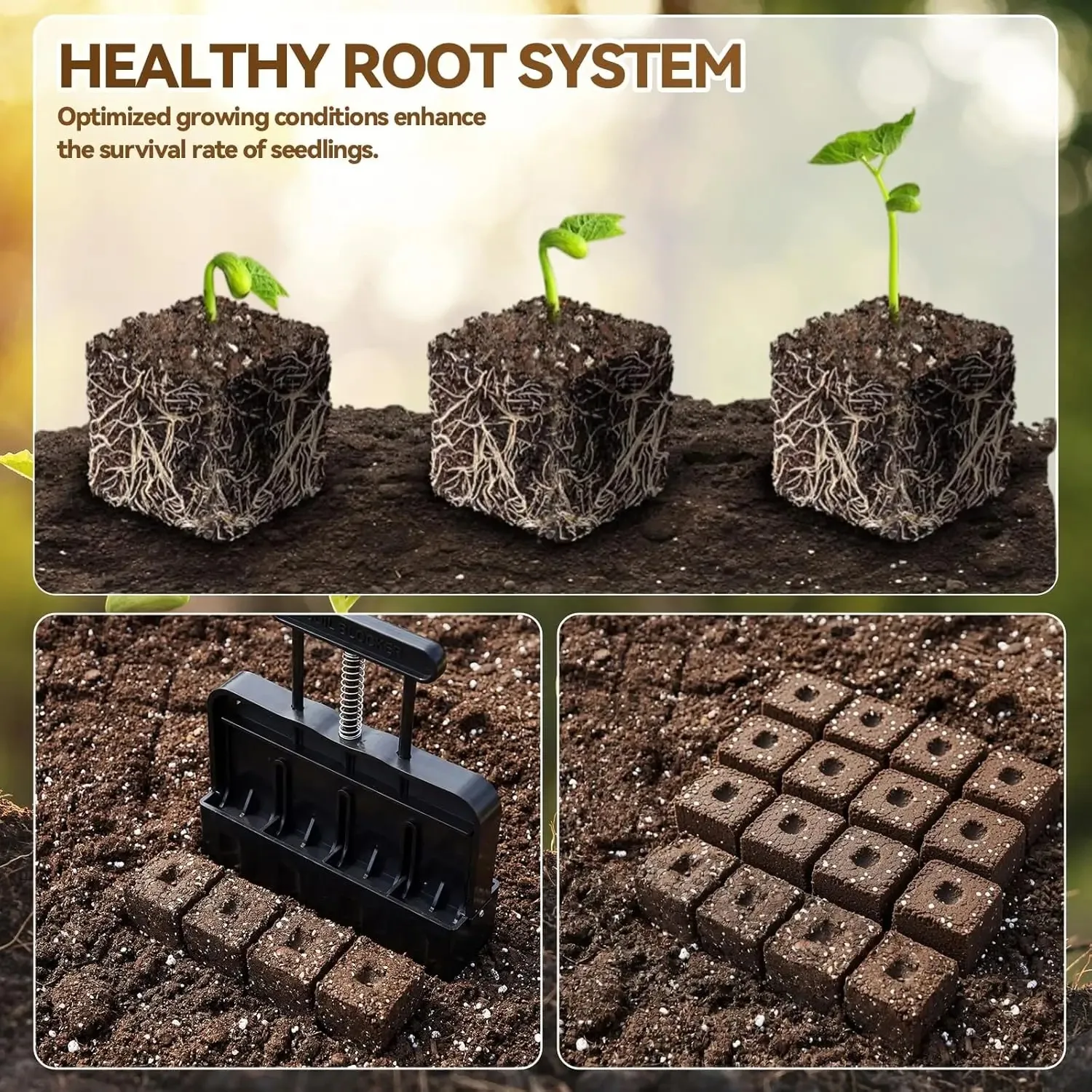 1pcs 4 cell handheld soil block maker manual soil blocker mold for seed starting seedling growing tool for indoor outdoor garden
