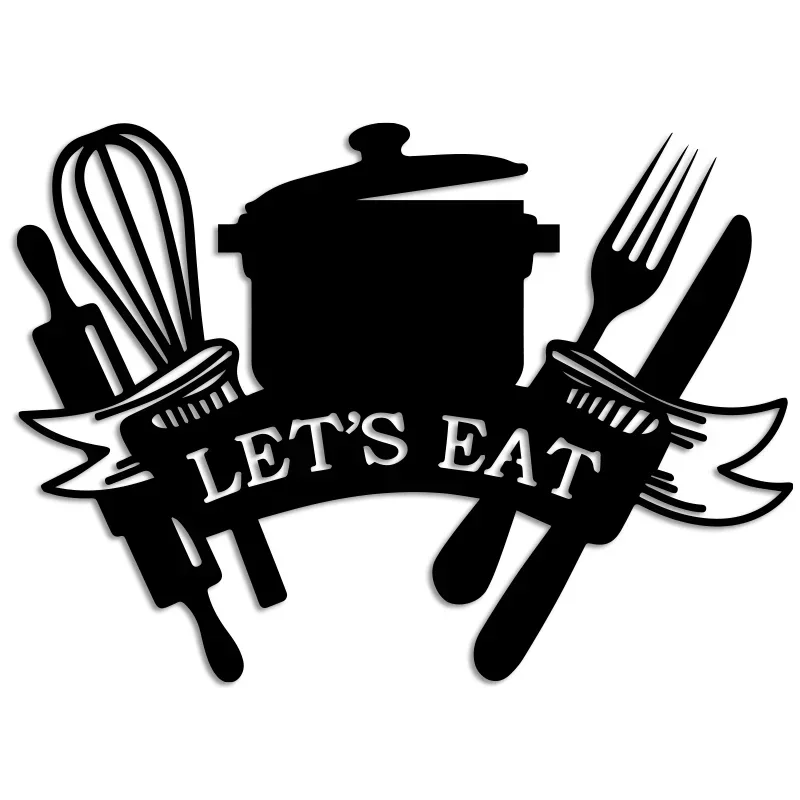 1pc Let's Eat Sign for Home Kitchen Dining Living Room Hanging Plaque Decoration.Kitchen Metal Sign, Metal Kitchen Wall Art,