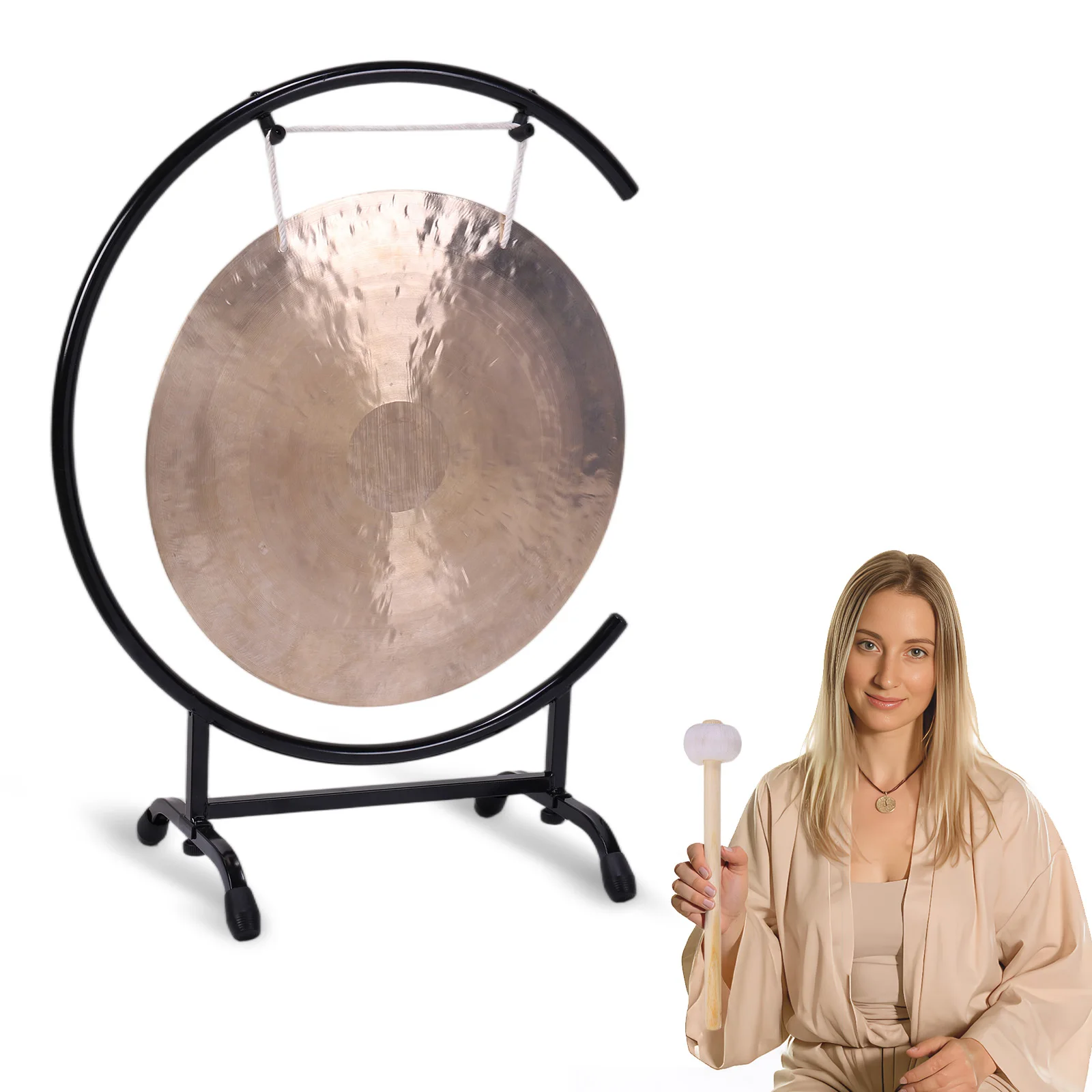 1 مجموعة الصينية مع حامل ومطرقة سطح المكتب الصغير غونغ الصينية الجدول غونغ لديكور المنزل هووسورمينغ نعمة