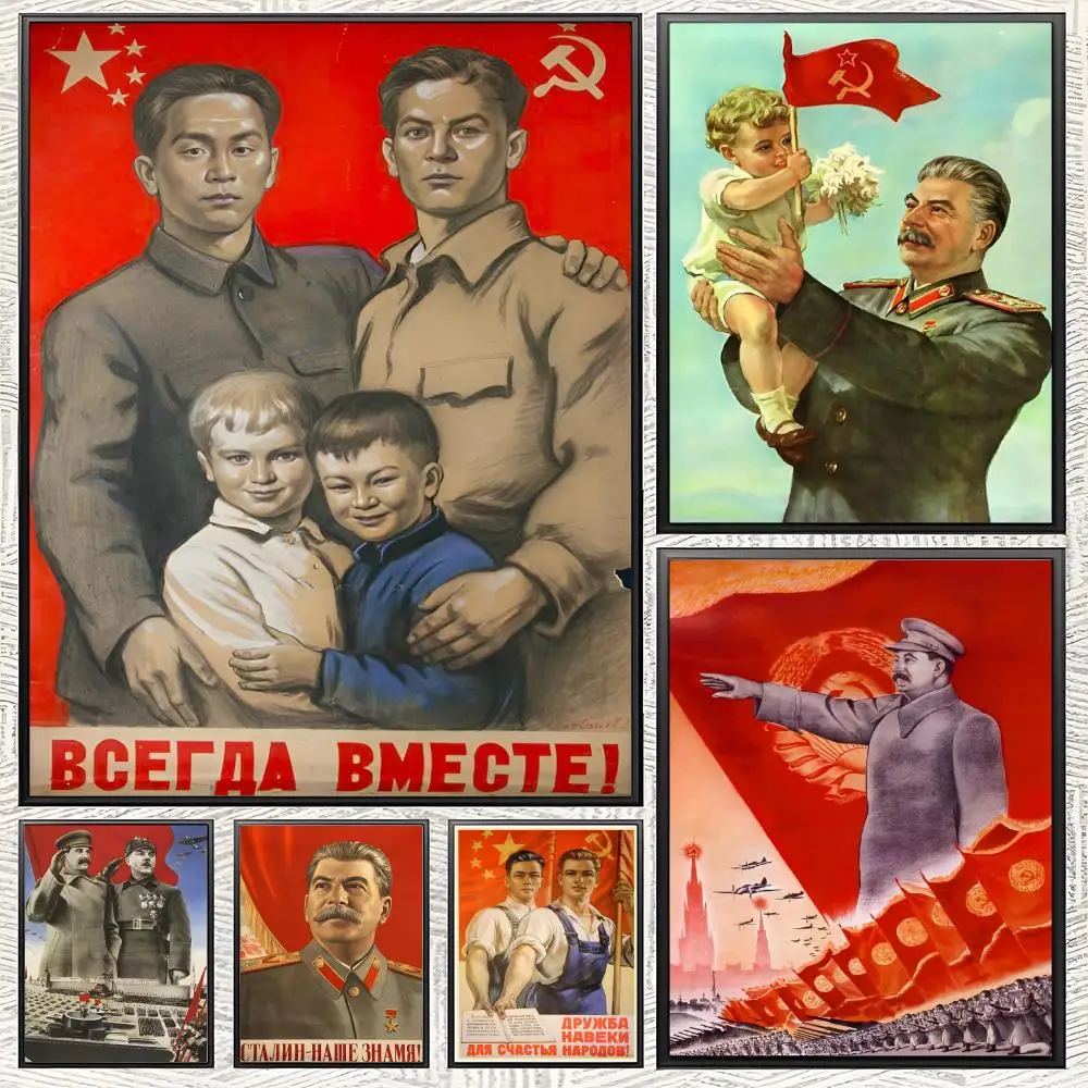 Affiche politique L-Lenin & S-Stalin, impression sur papier auto-adhésif, décoration pour la maison, salon, chambre à coucher, entrée, bar, café, art