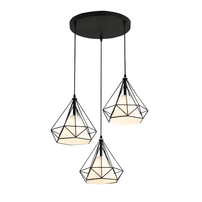 

Nordic restaurant candle chandelier creative personality three-head loft modern simple dining hanging art wrought iron lighting