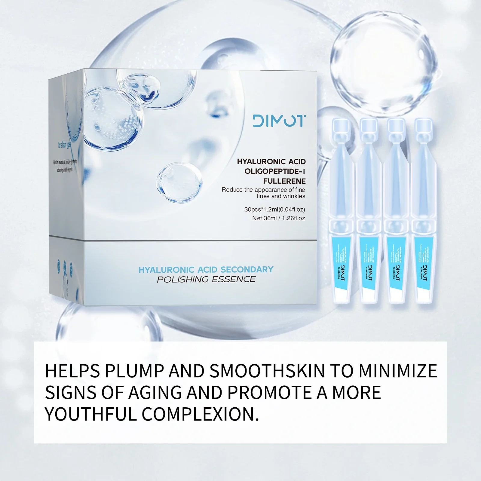 

30 Bottles 3% Hyaluronic Acid Serum - Anti-aging, deep nourishment, PFC, collagen. Face slimming, whitening, lifting & firming.