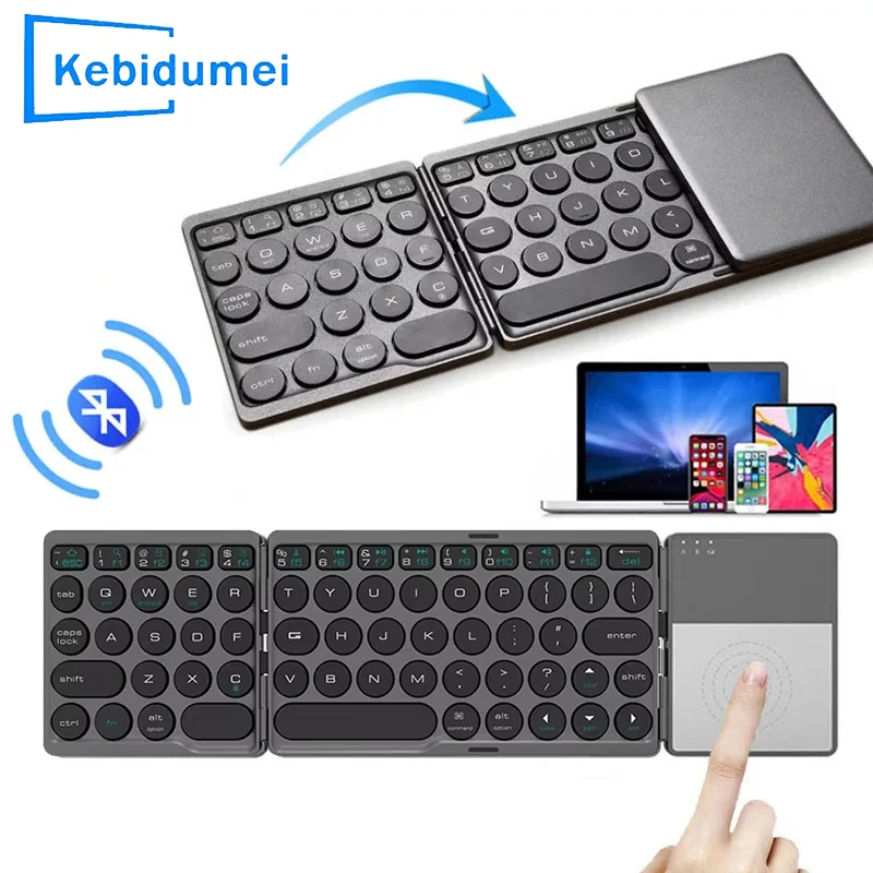 Mini Folding Keyboard Wireless Bluetooth Keyboard With Touchpad Portable Universal Foldable Keyboard for Windows IOS Tablet iPad