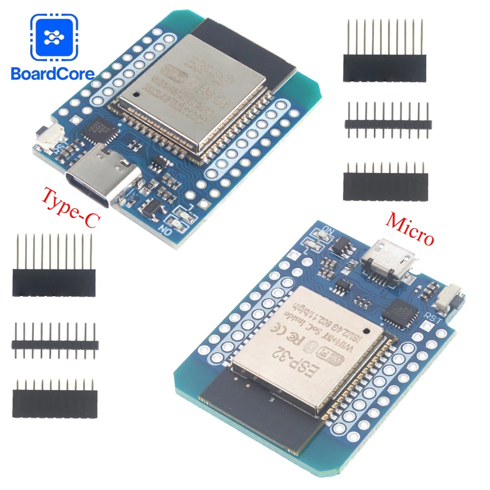 D1 وحدة لاسلكية صغيرة واي فاي + بلوتوث ثنائية النواة ESP32 لوحة تطوير إنترنت الأشياء المصغّر USB Type-C CP2104 لبرمجة اردوينو