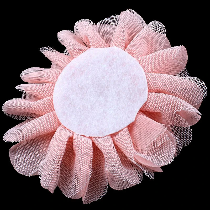12CM 5 Colors Chic Large Mesh tulle Fabric Flower For Sweet Girl Pastel Color FlatBack Chiffon Flower For Headbands