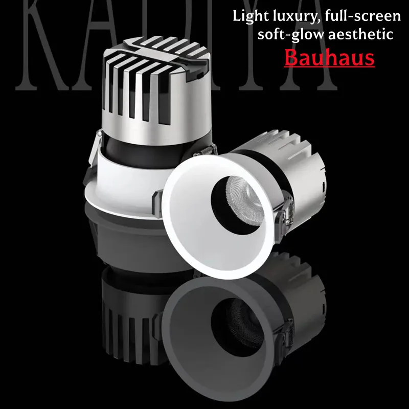High-quality embedded LED downlight with narrow bezel and anti-glare feature, Bauhaus aluminum lamp body, 30° adjustable 7W10W