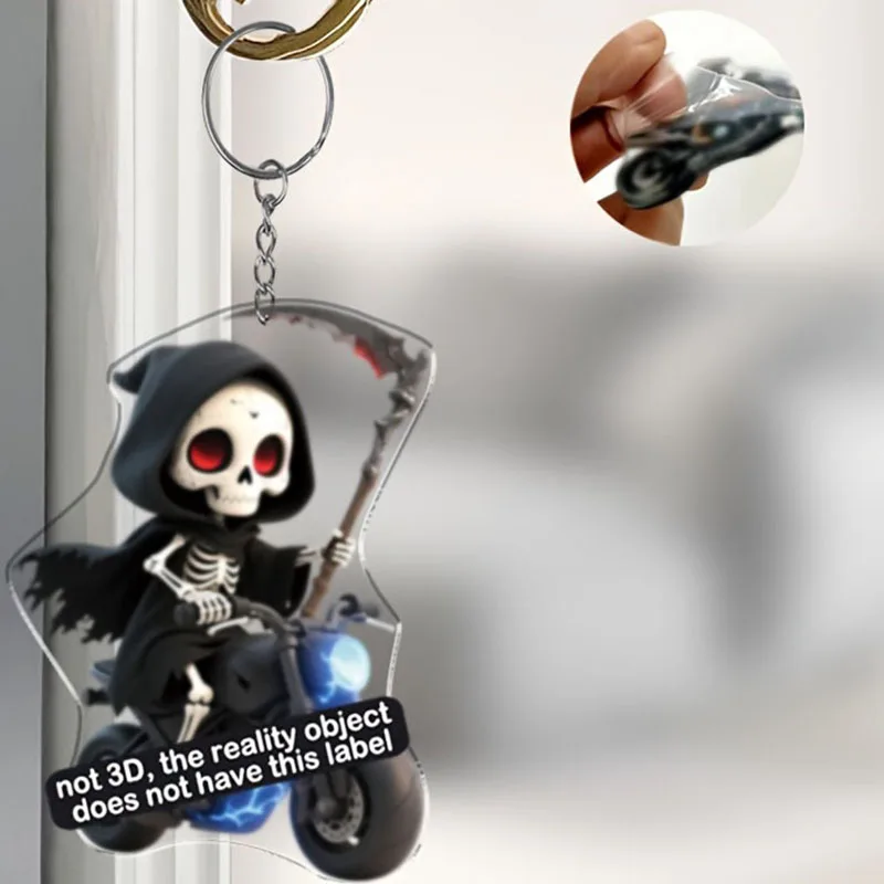 3 سلسلة مفاتيح Death Reaper، قلادة أكريليك مسطحة ثنائية الأبعاد، قلادة هاتف على الظهر، حقيبة ظهر وديكور منزلي للسيارة، سلسلة مفاتيح، مفتاح السيارة #3