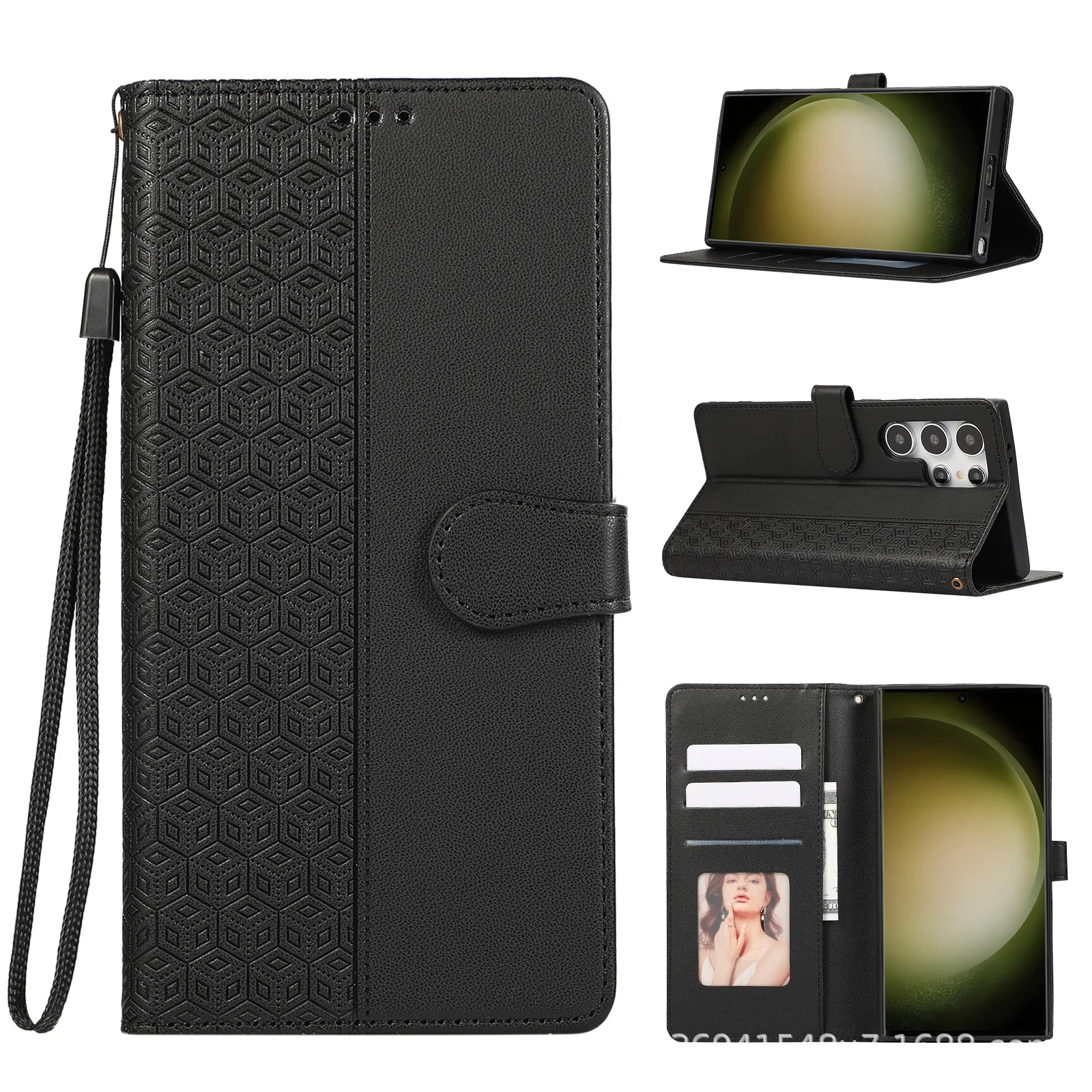 Magnetyczne etui z klapką i klipsem do Vivo V50 V40 Lite V40E V30 V30E V29 Pro V25 V25E, skórzane, z 3 przegródkami na karty, odporne na wstrząsy, z paskiem na nadgarstek i tylną osłoną.