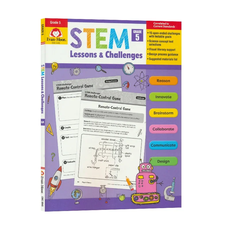 Evan-Moor Stem Lessons and Challenges, Grade 5 Workbook,aged 9 10 11 12, English book 9781629388656