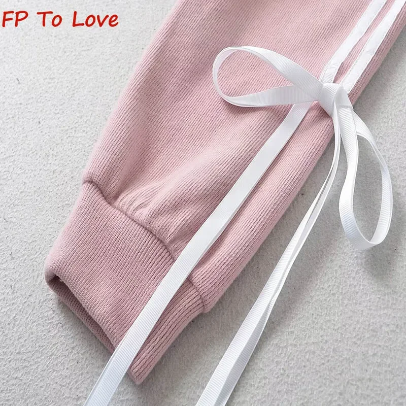 2024 Spring Autumn Sweet Side Pull Stripes Bow Tops Standing Collar Loose Sports Jacket Zip Cardigan