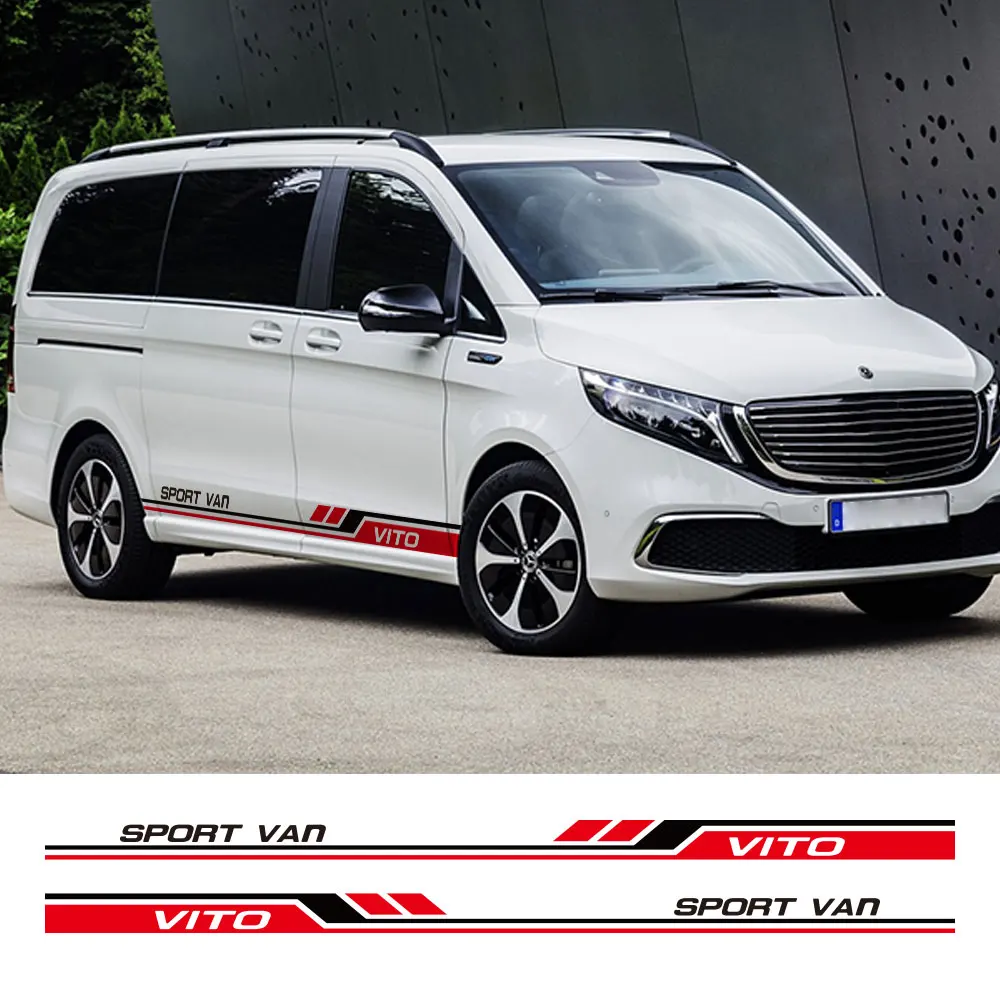 

2Pcs/Lot Car Stickers Racing Side Stripes Graphics Vinyl Decals For Mercedes Benz Vito Viano V Class W447 W639 Auto Accessories
