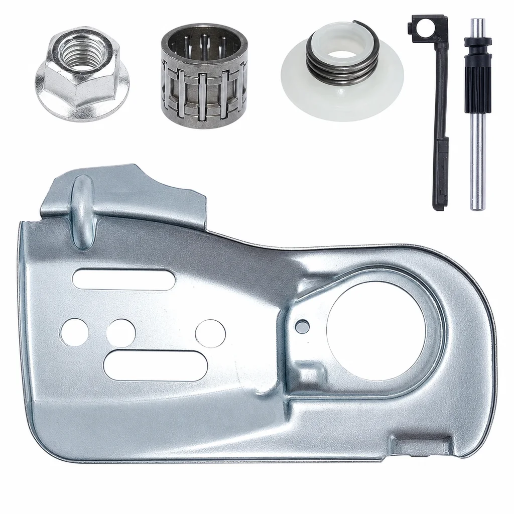 Oil Pump Worm Gear Guide Plate Kit For Husqvarna 445 445E 450 450E Saw, Oil Hose Bar Nut Replacement Parts Replaces 544094001