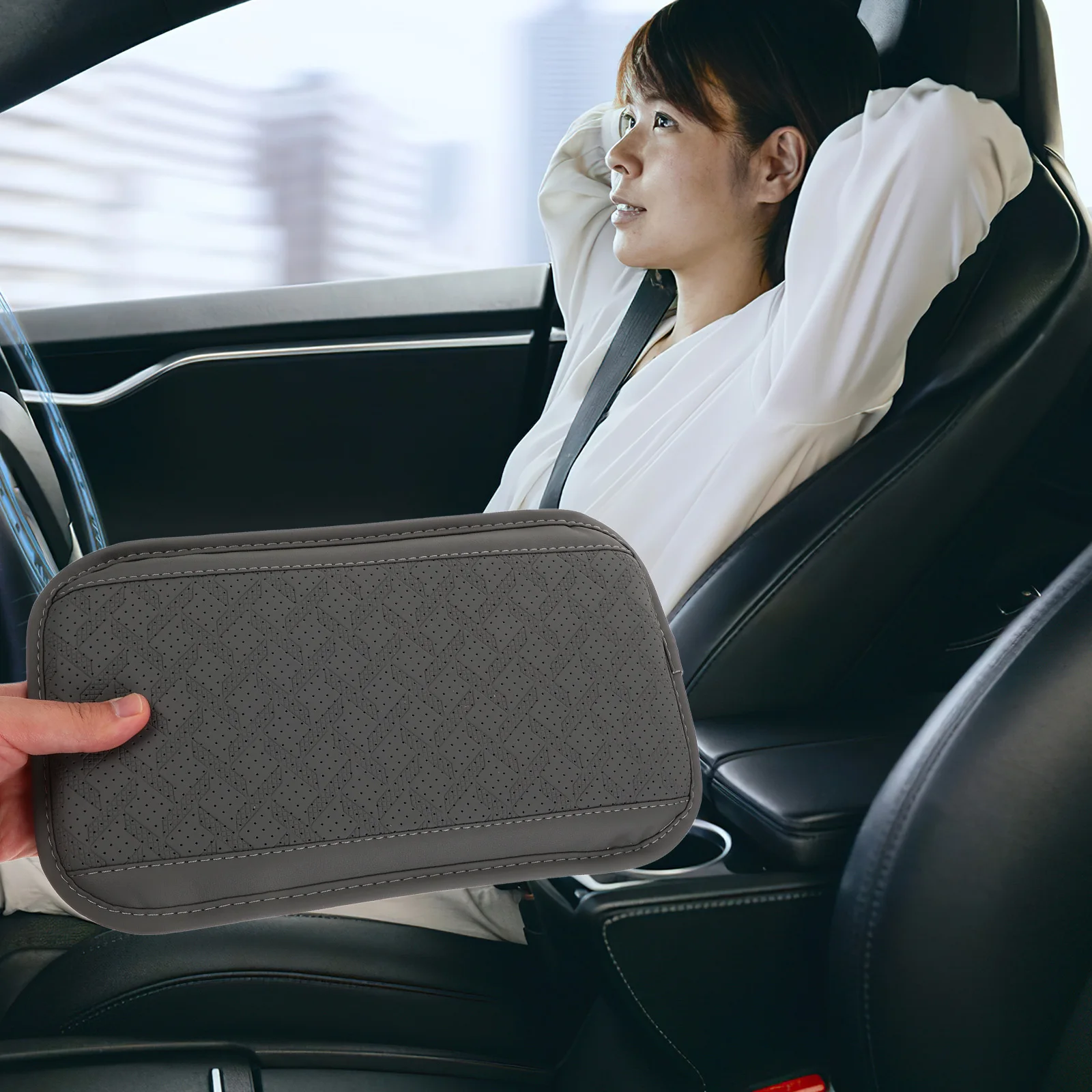 

Upgrade Armrest Cushion Center Universal Fit Comfortable Height Riser Pad For Interior Protector Mat Spacious Storage