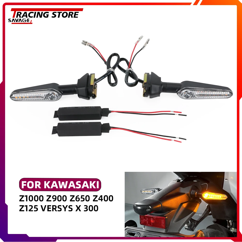 For KAWASAKI Versys X 300 Z125 Z400 Z650 Z900 Z1000 LED Turn Signal Flowing Light Motorcycle Front Rear Flashing LED Indicator