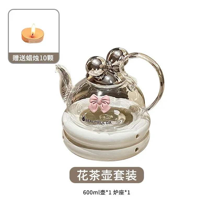 Flower Tea Pot Set com arco aquecedor, Light Luxury Cream Style, Housewarming Gift