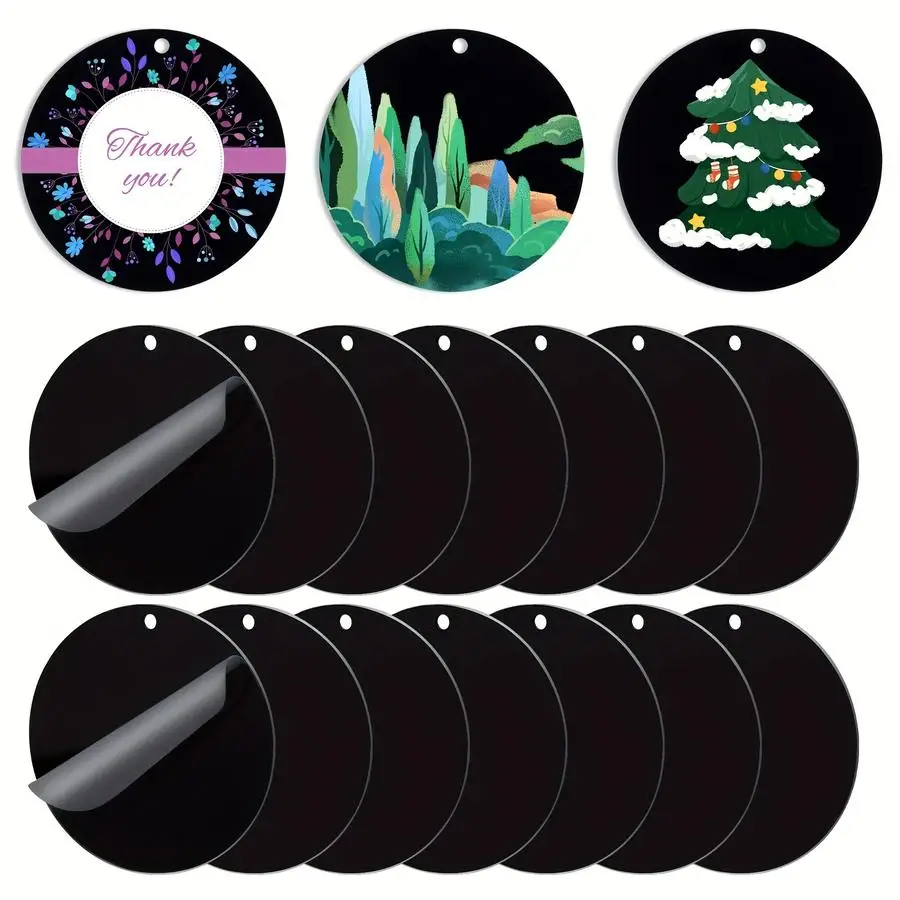 1/5/10/20/50/100pcs s/s Black Acrylic Blanks Circles, Unfinished Round Keychain Ornaments Blank for Vinyl Painting with DIY Keyc