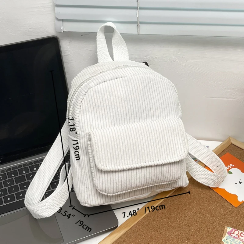 Mini-Rucksack leichte kleine Rucksäcke Reise Rucksack Schule Baskpack Campus Junior mehrere Taschen einfarbig Cord