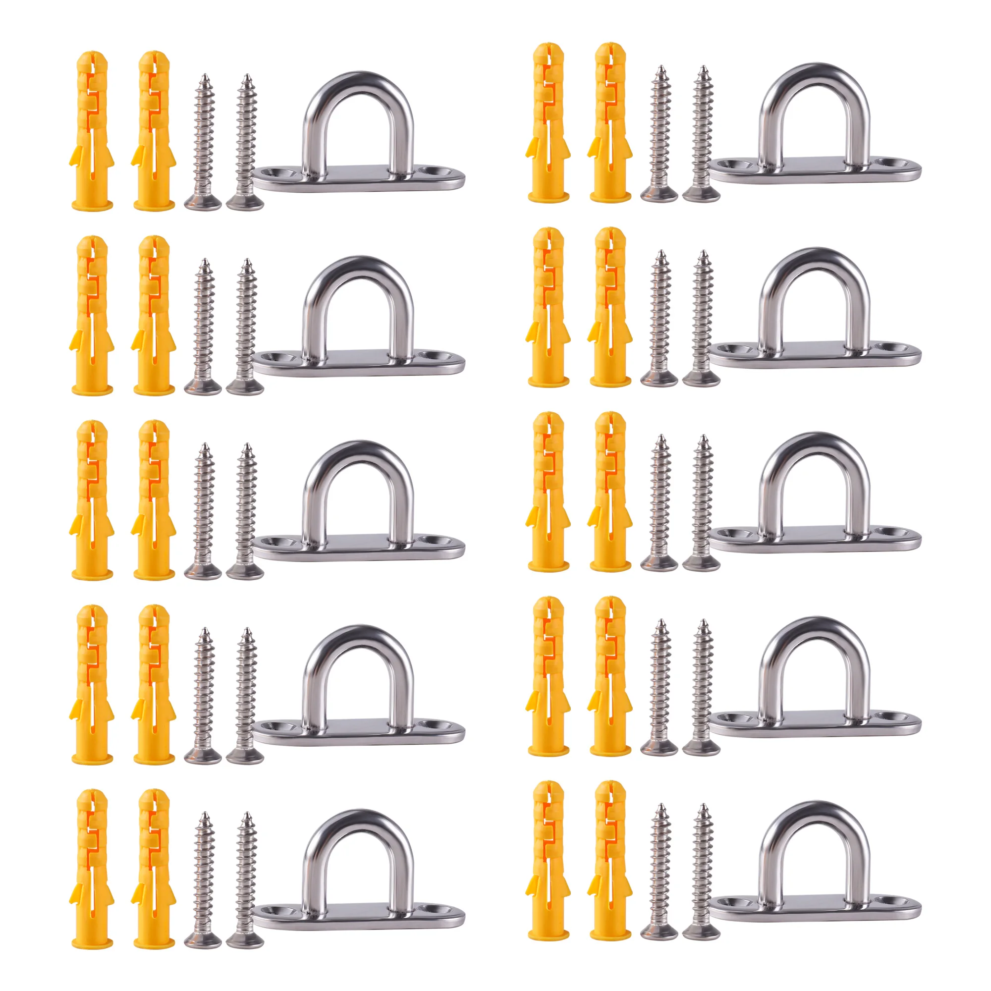 10 pacote m5 304 almofada de teto de aço inoxidável placa olho u gancho montagem na parede ferragem marinha grampos ganchos laço anel de metal gancho olhos